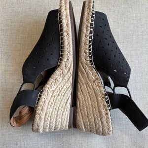 Clarks Artisan Black Espadrille Wedge Sandals